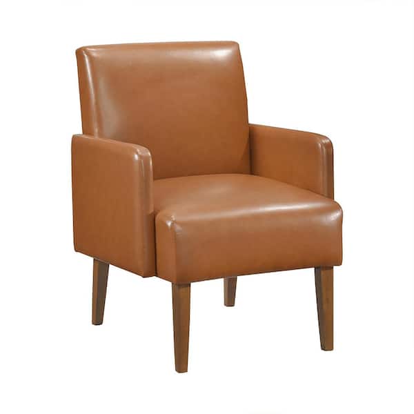 Lazzara Allegany Matt Brown Faux Leather Arm Chair