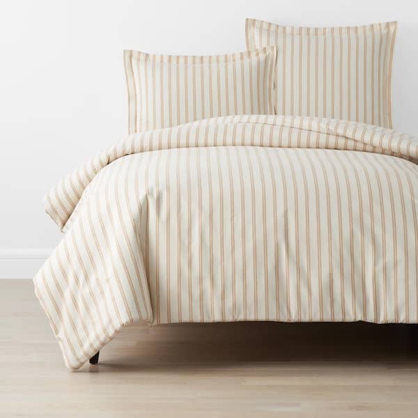 The Company Store Narrow Stripe T200 Yarn Dyed Gold Cotton Percale Full Fitted Sheet