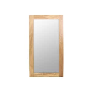 24 in. W x 44 in. H Wide Framed Rectangular Single Wood Bathroom Vanity Mirror in White Oak