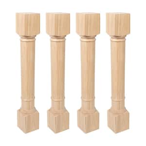 35.25 in. x 5 in. Unfinished Solid North American Hardwood Traditional Full Round Kitchen Island Leg (4-Pack)