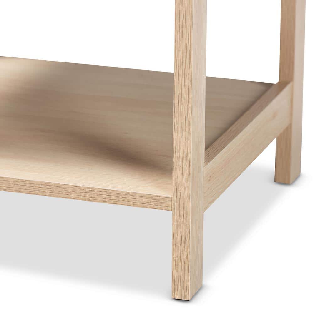 Sebille Light Brown Wood and Rattan 1-Drawer Accent Table