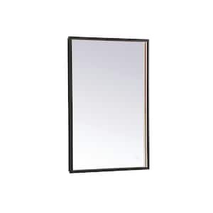 Timeless Home 20 in. W x 30 in. H Modern Square Aluminum Framed LED Wall Bathroom Vanity Mirror in Black