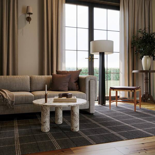 Nate Berkus x Rugs Downing Plaid Wool Cozy Black 9 ft. x 12 ft. Indoor Area Rug