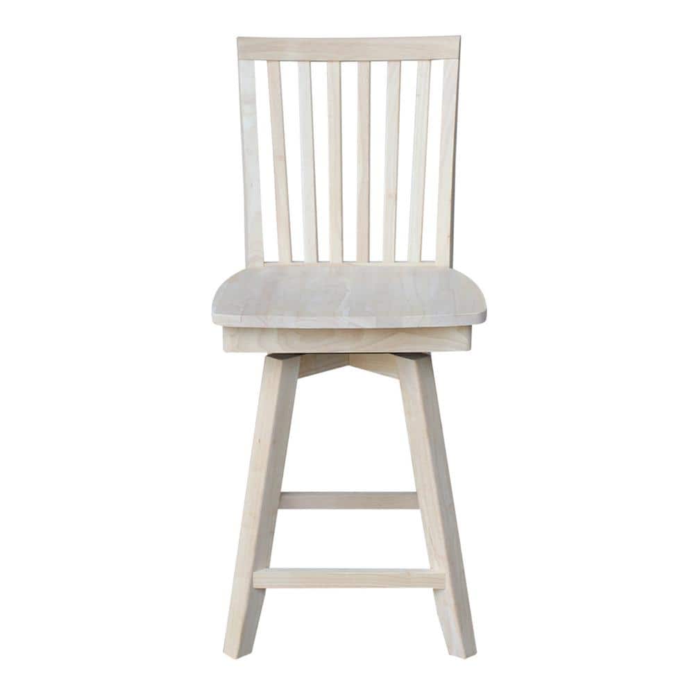 Brown Parawood Swivel Counter Stool, 24" Height