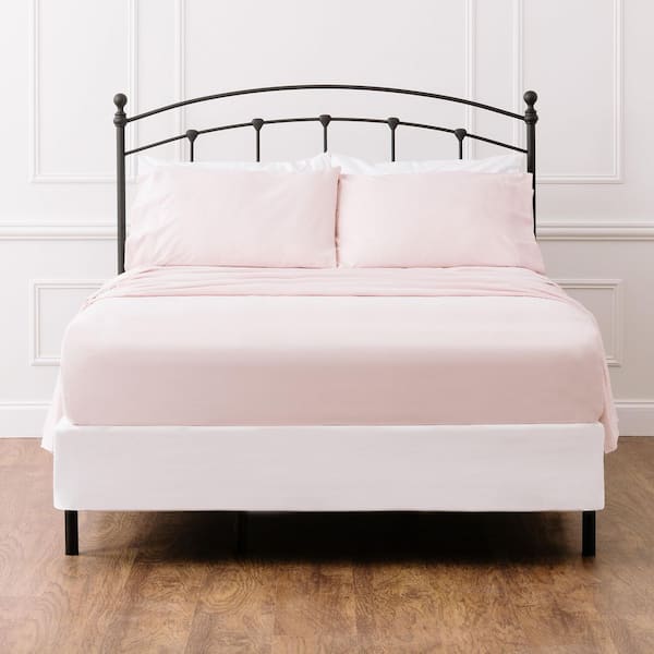 CHANASYA 3-Piece Tan Pink Solid Color Embroidered Microfiber Bedsheets Set Twin