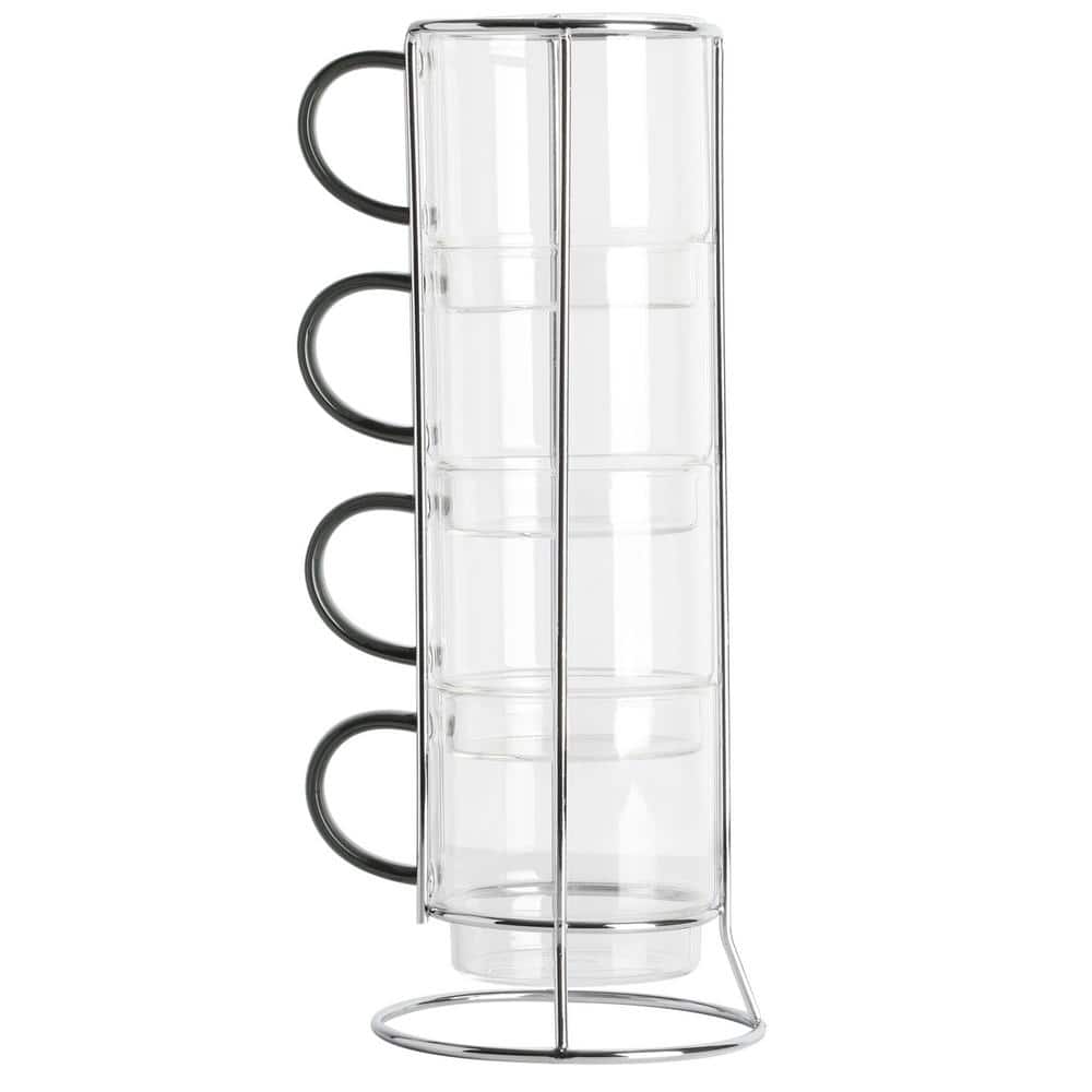Glass Coffee Cup with Handle Clear Classic Vertical Stripe Tea Cups Juice  Milk Mug for Hot