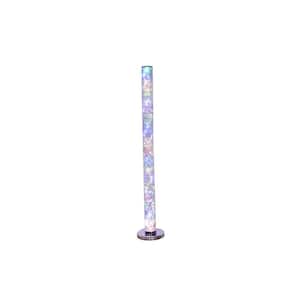 49 in. Silver Multi-Colored Column LED Floor Lamp