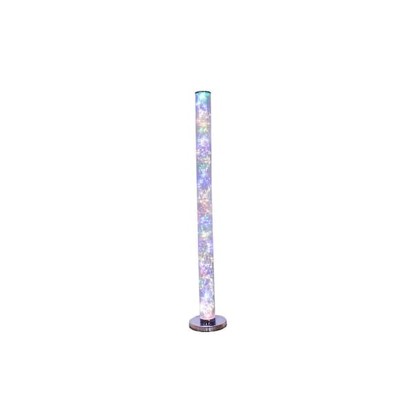 Etokfoks 49 in. Silver Multi-Colored Column LED Floor Lamp