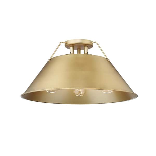 Golden Lighting Orwell 18.75 in. 3-Light Brushed Champagne Bronze Flush Mount