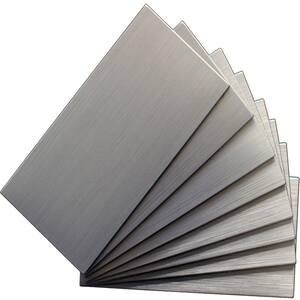 Peel and Stick Brushed Stainless Color 6 in. x 3 in. Metal Wall Tile (8-Pack)