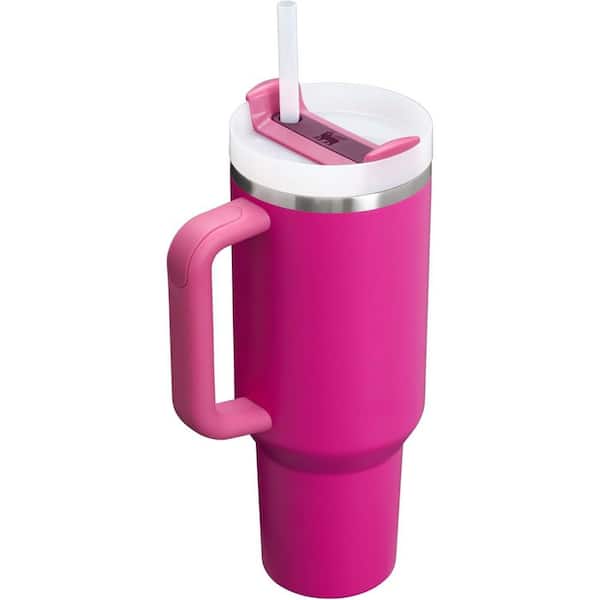 40 oz. Insulated Stainless Steel Quencher Tumbler with Handle and Straw, 3-Position Lid, BPA-Free for Travel, Fuchsia