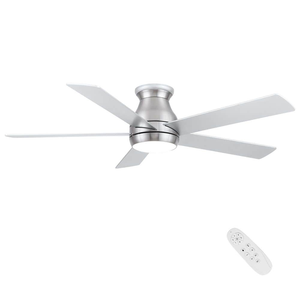 Jushua 52 in. Low Profile Ceiling Fan in Brushed Nickel with