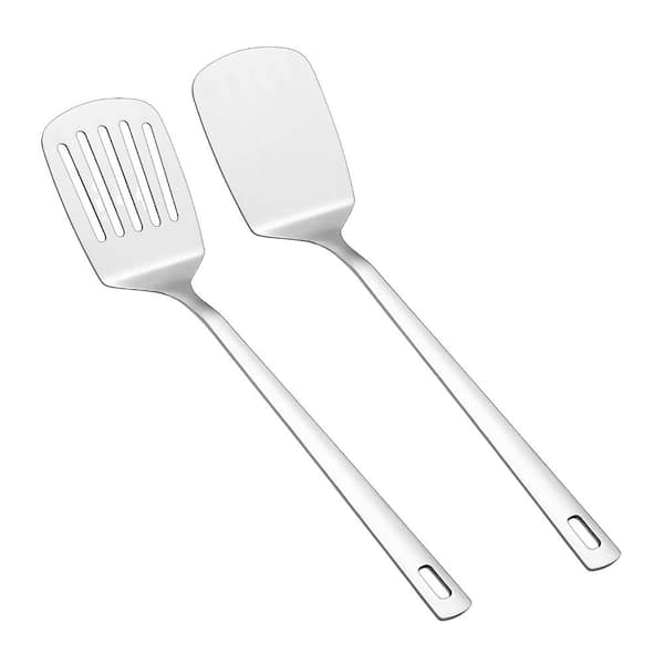 Silver Slotted Turner Solid Turner Kitchen Spatulas Set for Nonstick Cookware Dishwasher Safe Easy to Clean 2 Piece