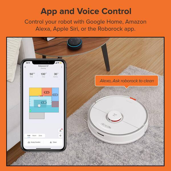 Roborock - S7 Robotic Vacuum with LiDAR Navigation, Sonic Mopping, , Bagless, Washable Filter, Multisurface in White