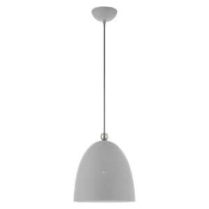 Waterburyt 1-Light Nordic Gray with Brushed Nickel Accents Pendant