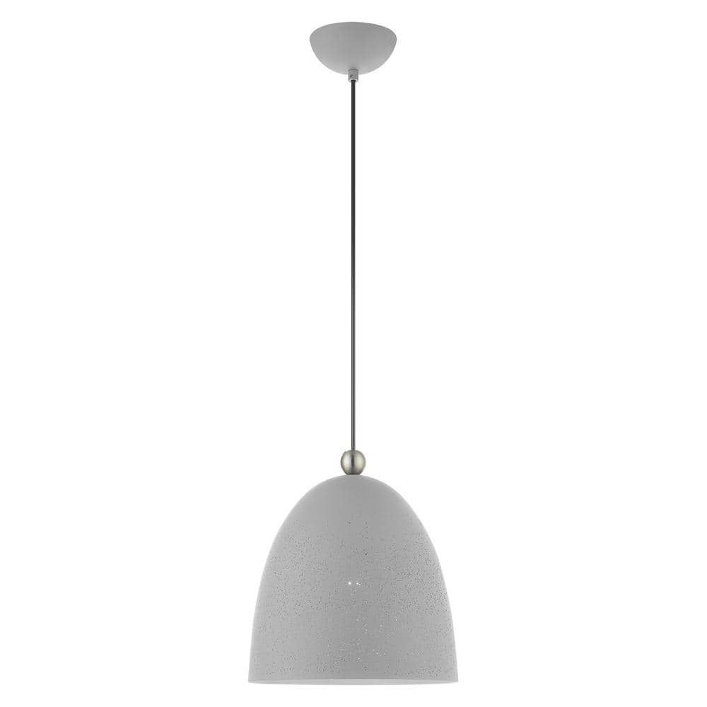 Nordic Gray Crystal Pendant with Brushed Nickel Accents