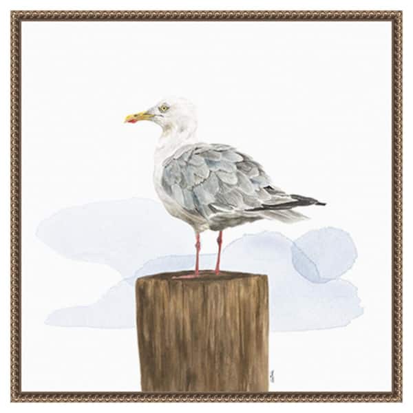 Amanti Art Birds of the Coast on White IV by Tara Reed 22 in. W x 22 in. H Canvas Wall Art Print Framed in Bronze