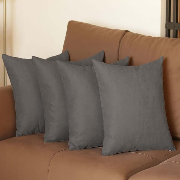 MIKE & Co. NEW YORK Decorative Farmhouse Gray 18 in. x 18 in. Square Solid Color Throw Pillow Set of 4