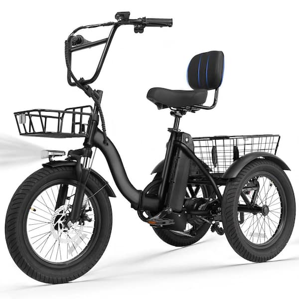 1200W Brushless Motor Folding Trike, Step-Thru 3 Wheel Electric Bicycle, Up to 55 Miles, 18MPH+ Tricycle for Adults