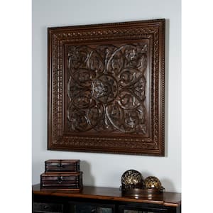 Brown Wood Traditional 47 in. x 47 in. Wood Wall Decor