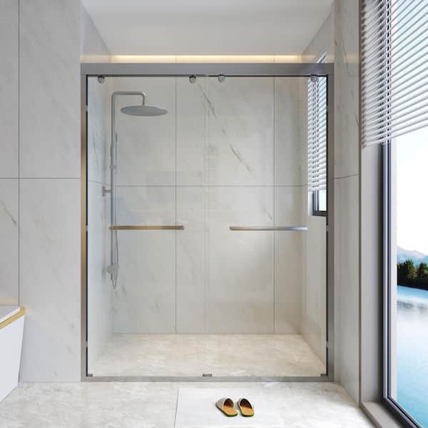 WYonder 60 in. W x 75 in. H Framed Shower Door in Chrome with 5/16 in. (8 mm) Clear Glass