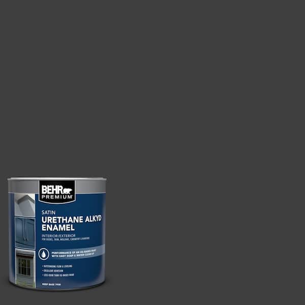 1 qt. #ECC-10-2 Jet Black Satin Enamel Urethane Alkyd Interior/Exterior Paint