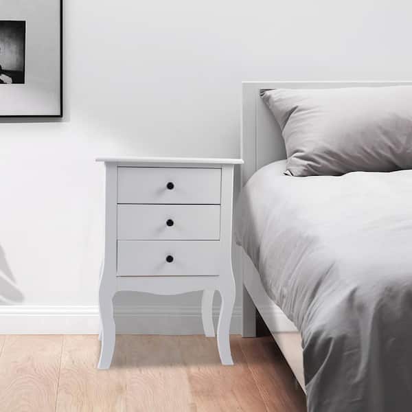 Outopee 3-Drawer White Nightstand (27.5 in. H x 18.9 in. W x 13.3 in. D)