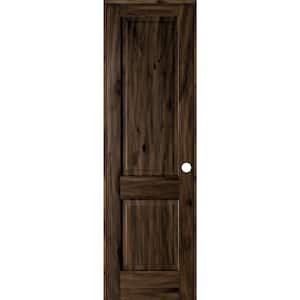 28 in. x 96 in. Knotty Alder 2 Panel Left-Hand Square Top V-Groove Black Stain Solid Wood Single Prehung Interior Door