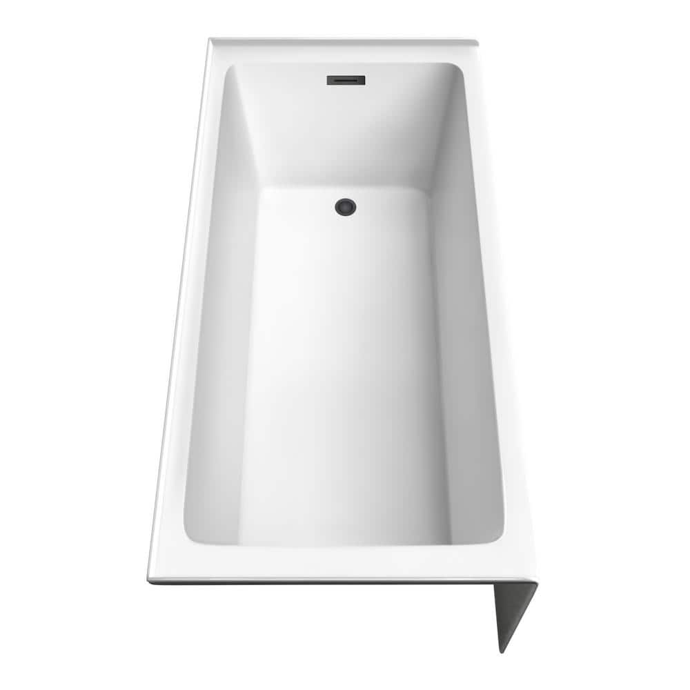 Grayley 66'' White Acrylic Alcove Soaking Bathtub with Matte Black Trim