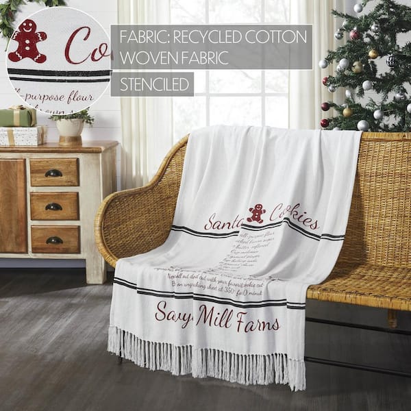 VHC BRANDS 57400 - Black The Woven Red Blanket Recipe Mill Cookies Throw Depot Santa Ivory Sawyer Home