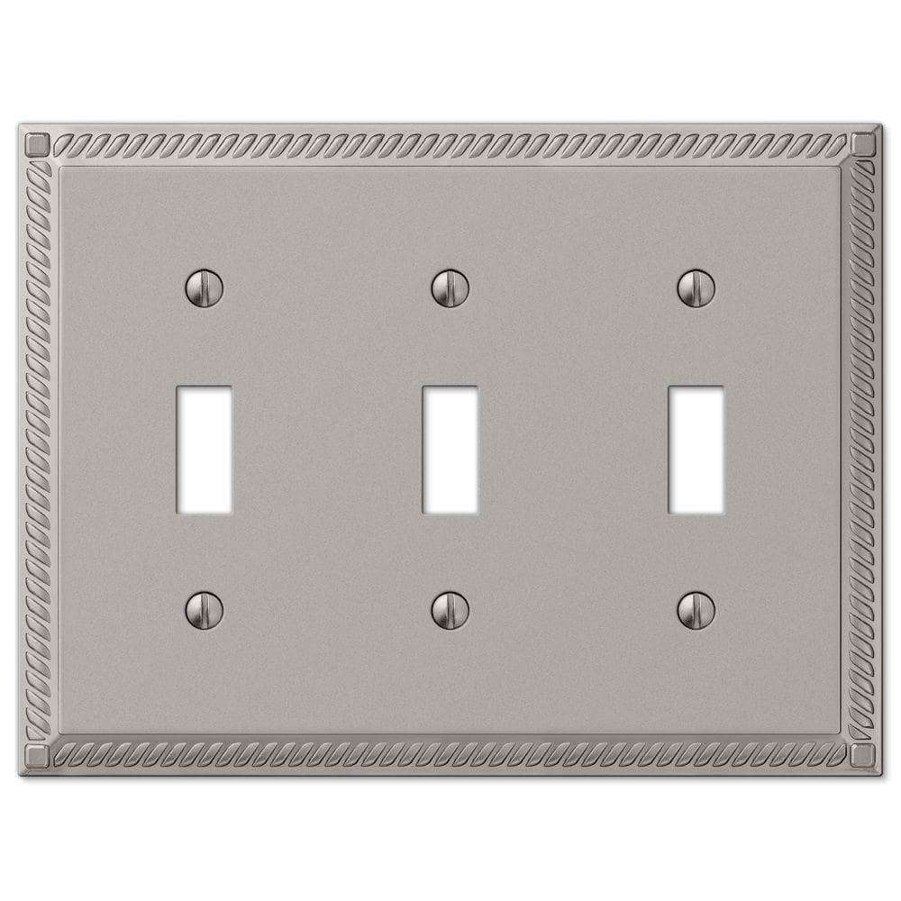 Georgian Satin Nickel Triple Toggle Cast Metal Wall Plate