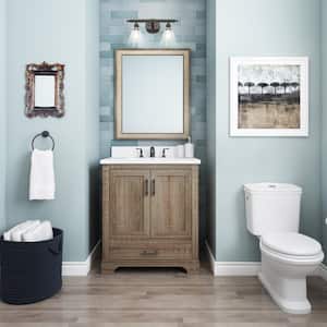 Kendall 30 in. W Bath Vanity in Distressed Oak with Engineered Stone Vanity Top in White with White Basin