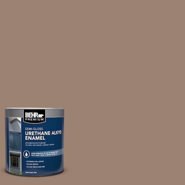 BEHR PREMIUM 1 qt. #AE-4 Pecan Brown Semi-Gloss Enamel Urethane Alkyd Interior/Exterior Paint