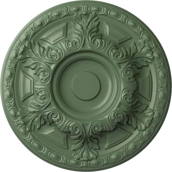 Ekena Millwork 23-1/2" x 2-3/4" Granada Urethane Ceiling (Fits Canopies upto 7-1/8"), Hand-Painted Athenian Green
