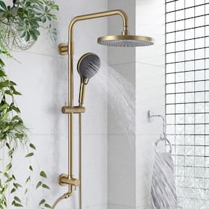2-Spray Shower System with 3-Setting Hand Shower in Brushed Gold (Valve not Included)