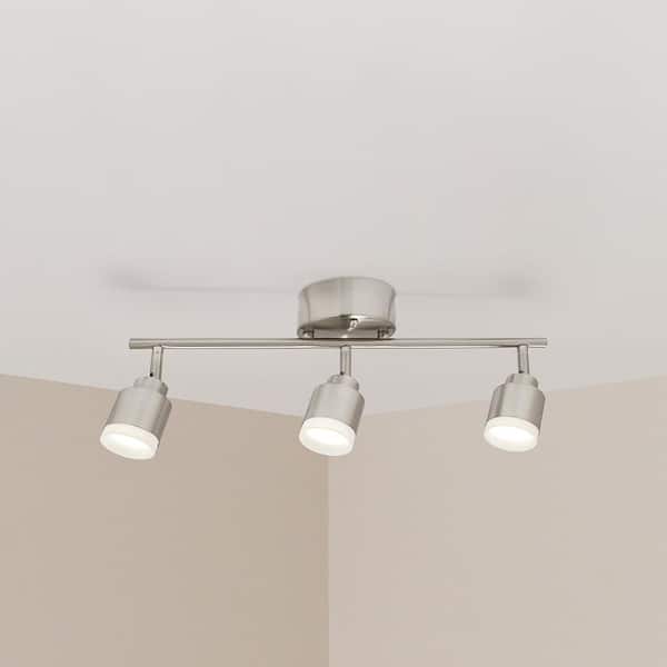 Hampton Bay 19 in. 3-Light Brushed Steel Integrated LED Track Lighting Kit