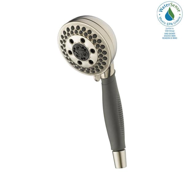 Delta 5-Spray Patterns 1.75 GPM 4.09 in. Wall Mount Handheld Shower Head with H2Okinetic in Stainless