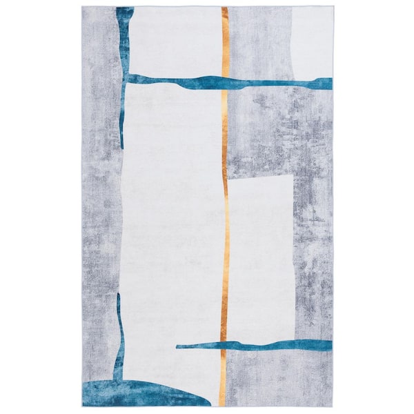 Malibu Gray/Light Gray 9 ft. x 12 ft. Machine Washable Geometric Abstract Area Rug