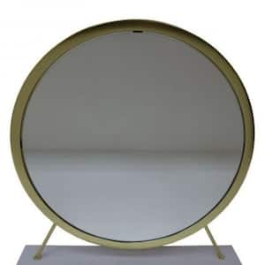 19 in. W x 19 in. H Wood Brass Vanity Mirror