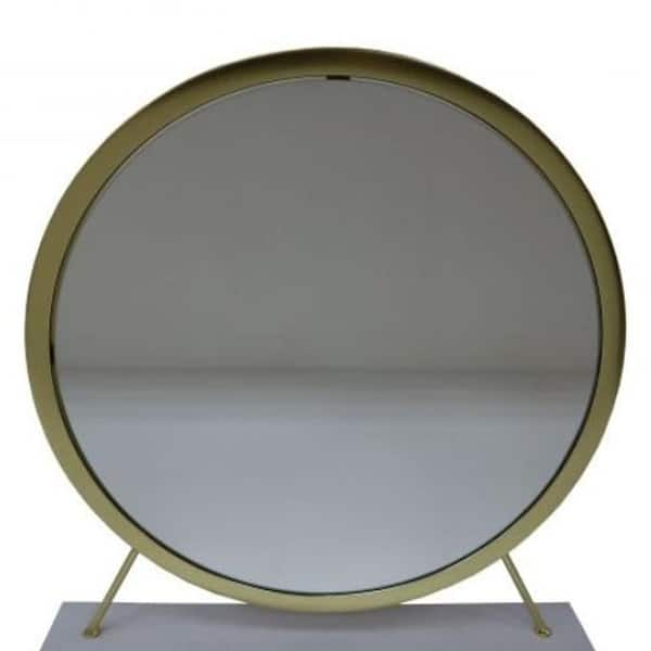 HomeRoots 19 in. W x 19 in. H Wood Brass Vanity Mirror