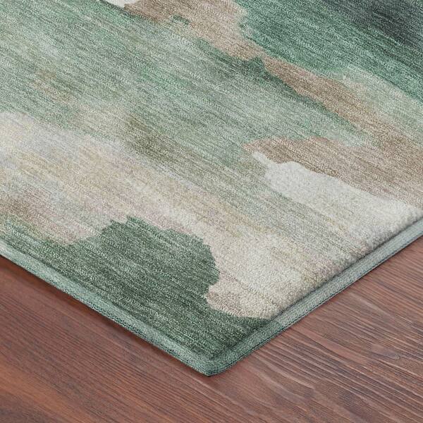 Mayfield Premium Machine Washable Abstract AMF2259 Green 3 ft. x 4 ft. Area Rug