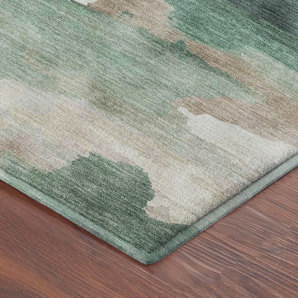 Mayfield Premium Machine Washable Abstract AMF2259 Green 5 ft. x 7 ft. 6 in. Area Rug