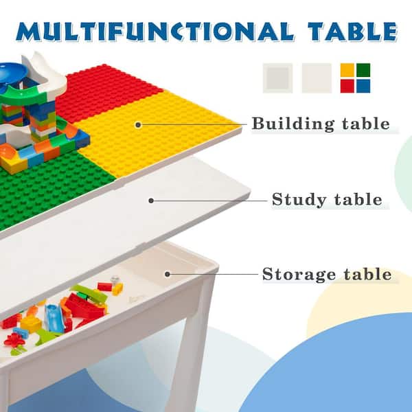 7 in 1 Multi Kids Activity Table Set with 2 Chairs and 170 Pcs Blocks Compatible Blocks.Water Table,Sand Table and Building Blocks Table with 4 Storage Boxes,for Toddlers Activity