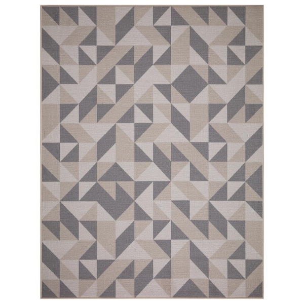 Ottomanson Basics Collection Non-Slip Rubberback Abstract Geometric 5x7 Indoor Area Rug, 5 ft. x 6 ft. 6 in., Beige