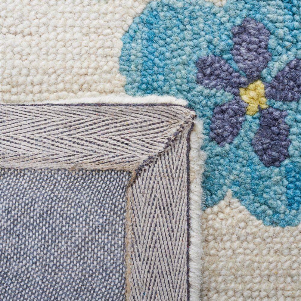 Ivory and Pink Floral Hand-Tufted Wool 4' x 6' Area Rug