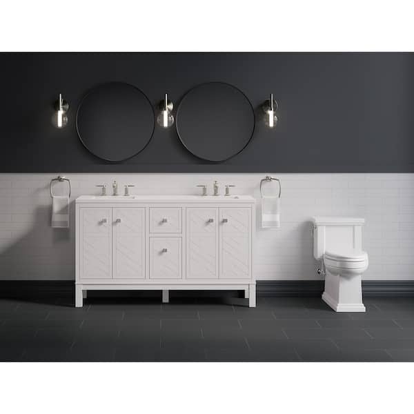 KOHLER Beauxline 60.31in. Double Sink Freestanding Slate Grey Bath Vanity with White Quartz Top Assembled
