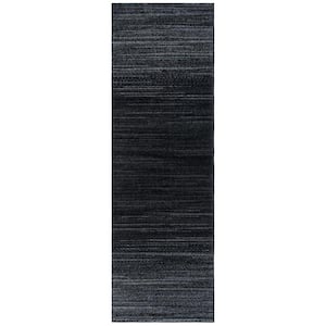 Adirondack Black/Gray 3 ft. x 12 ft. Gradient Transitional Runner Rug