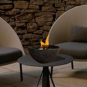 5.12 in. Bowl Shaped Concrete Ethanol Outdoor and Indoor Tabletop Fireplace