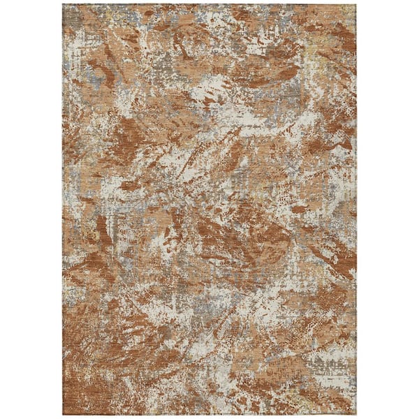 Chantille Machine Washable Indoor/Outdoor Abstract ACN2779 Paprika 3 ft. x 5 ft. Area Rug