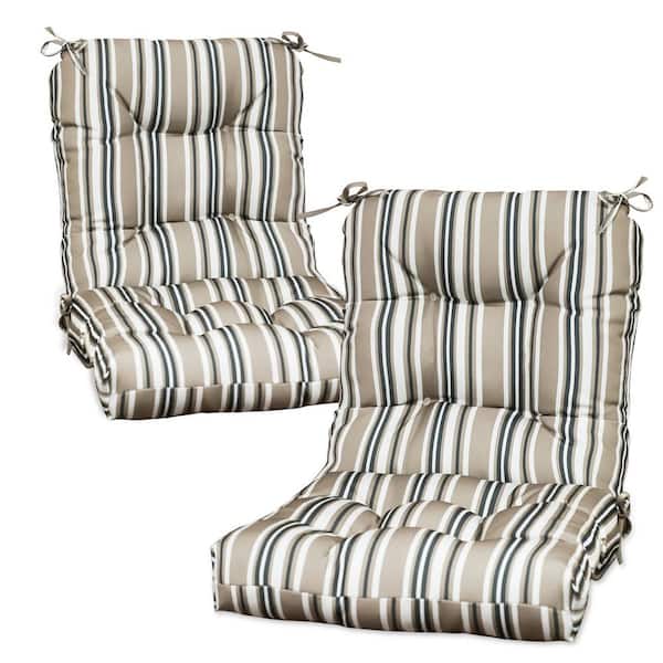 COOS BAY 21 in. x 42 in. Seat/Back Outdoor Cushion, Outdoor Dining Chair Cushion 2-Pack in Beige Stripes